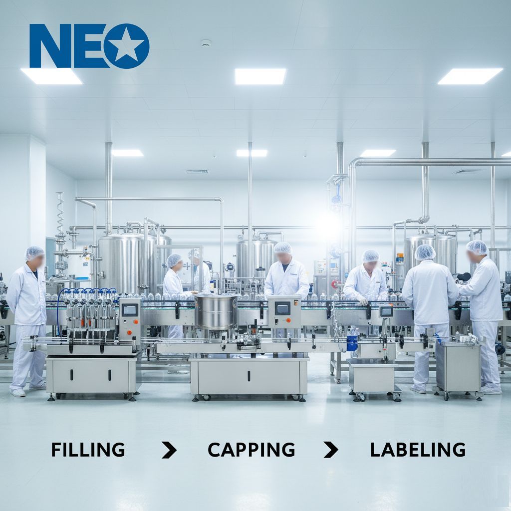 สายการผลิตเครื่องบรรจุของเหลวพร้อมฟิลเตอร์